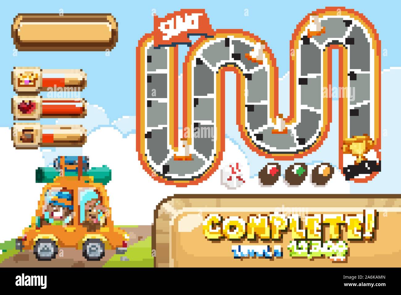 Game template with man and dog on the road illustration Stock Vector ...