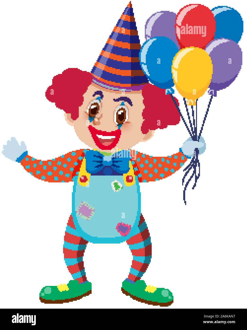 Single character of happy clown on white background illustration Stock ...