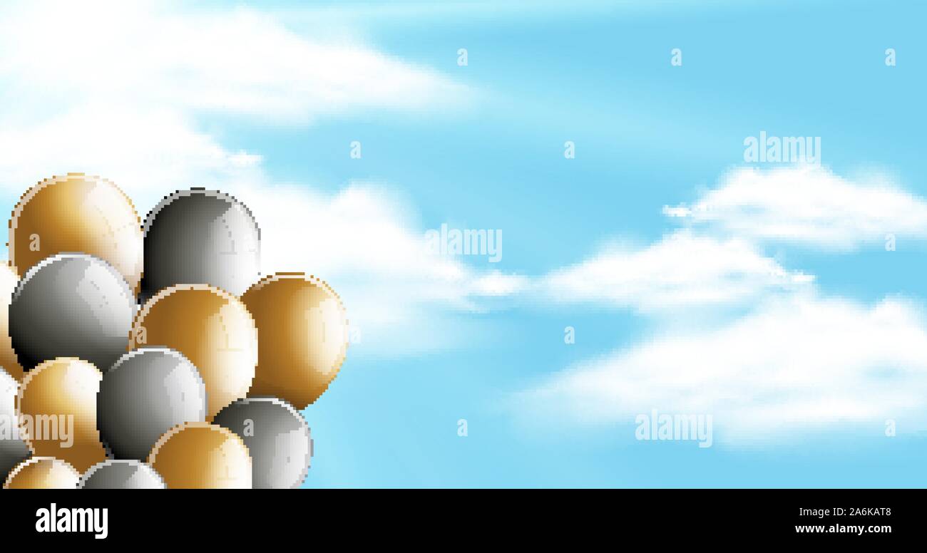 Background scene with blue sky and balloons illustration Stock Vector ...
