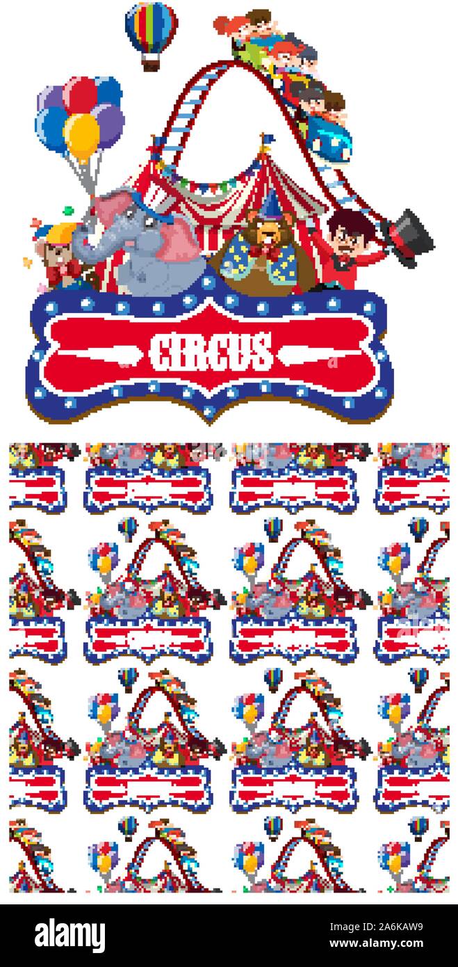Seamless background design with animals at the circus illustration ...