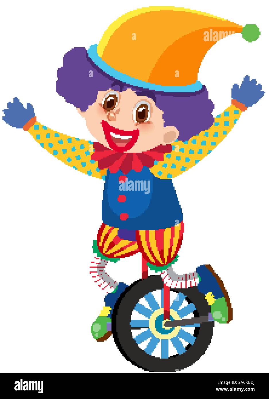 Single character of happy clown on white background illustration Stock ...