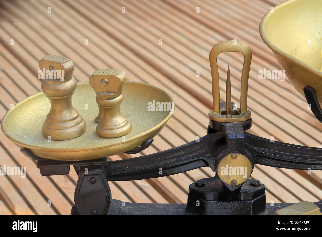 Old fashioned scales and Imperial weights Stock Photo Alamy