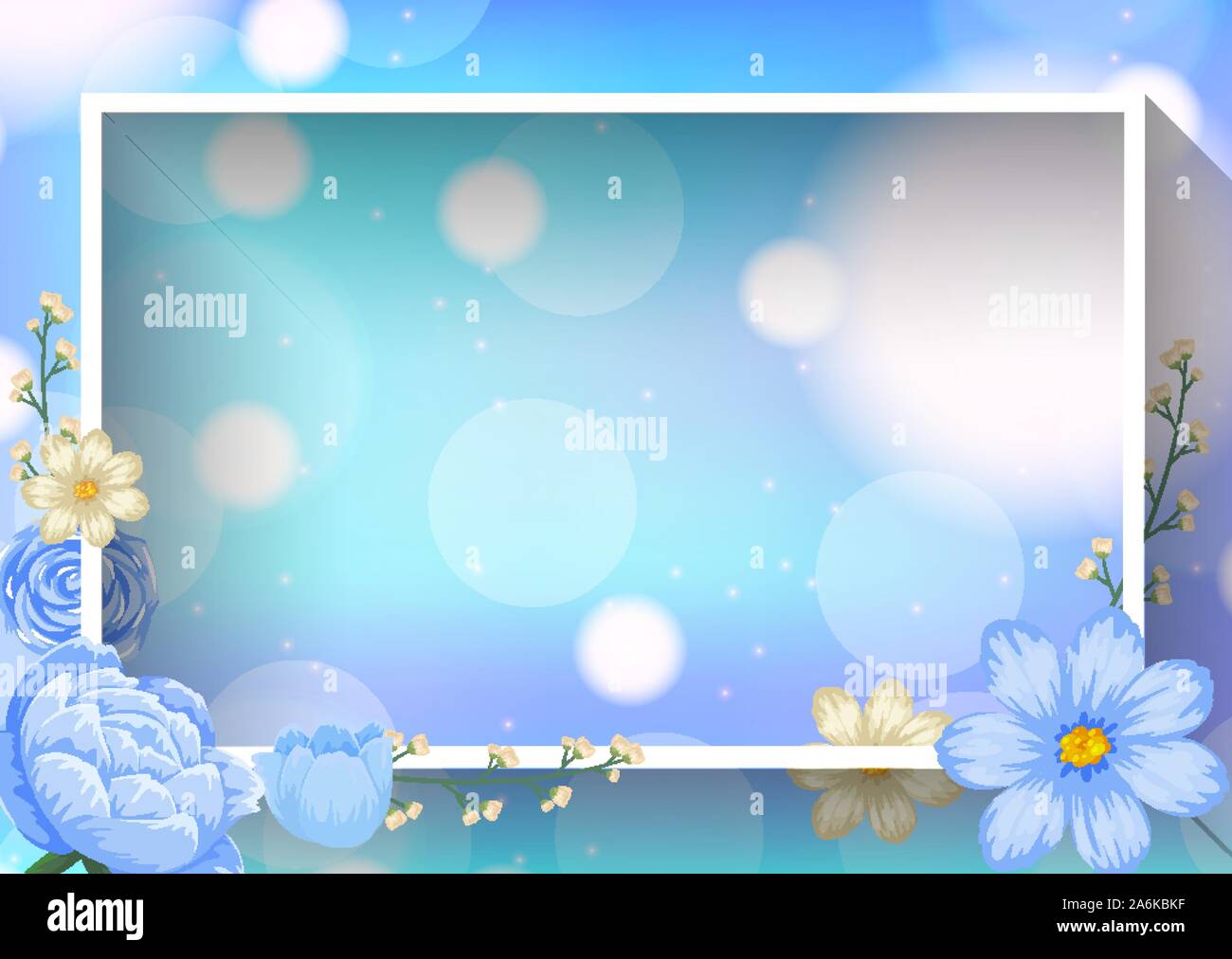 Frame template design with blue flowers illustration Stock Vector Image ...
