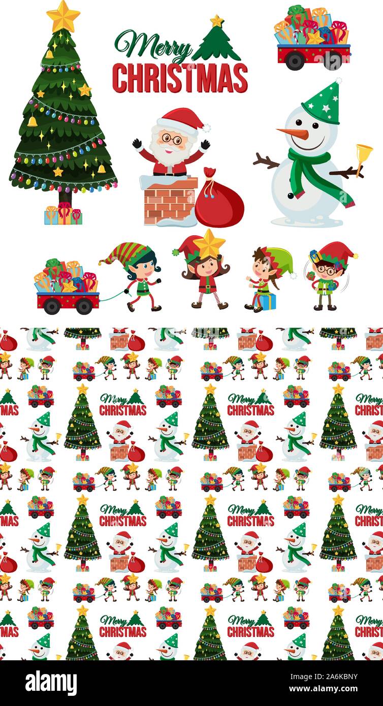 Seamless background design with christmas elements illustration Stock ...