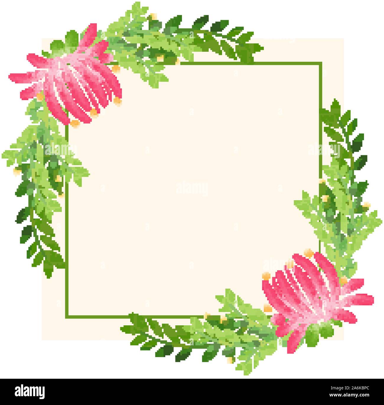 Frame design with flowers and leaves illustration Stock Vector Image ...