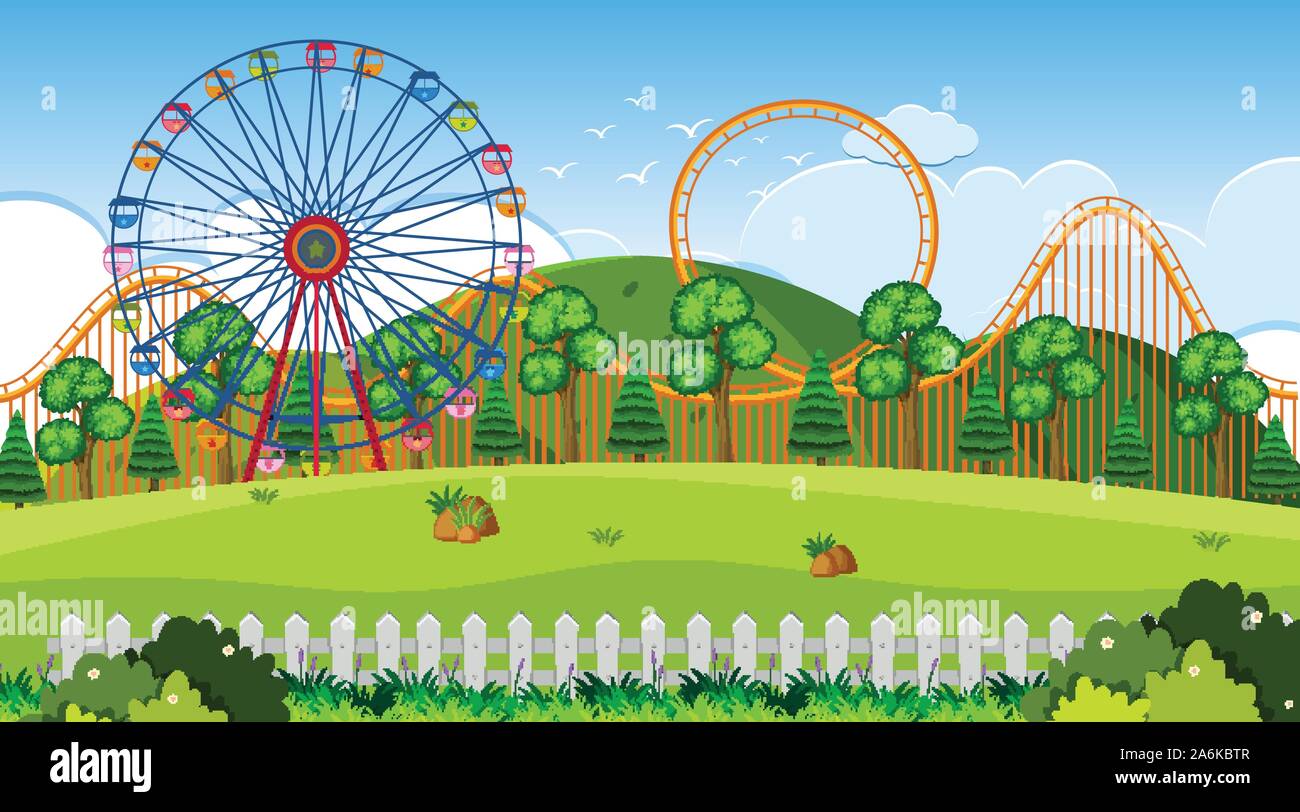 An outdoor scene with fun park illustration Stock Vector Image & Art ...