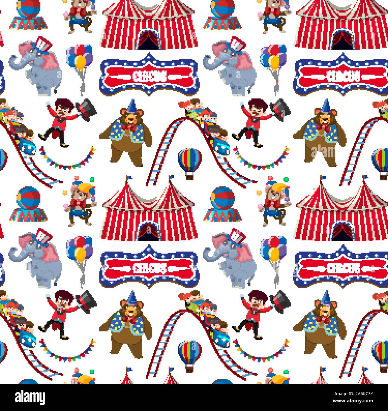 Seamless background design with circus animals illustration Stock Vector