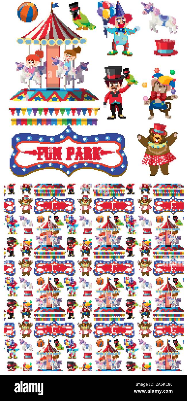 Seamless background design with circus animals illustration Stock ...