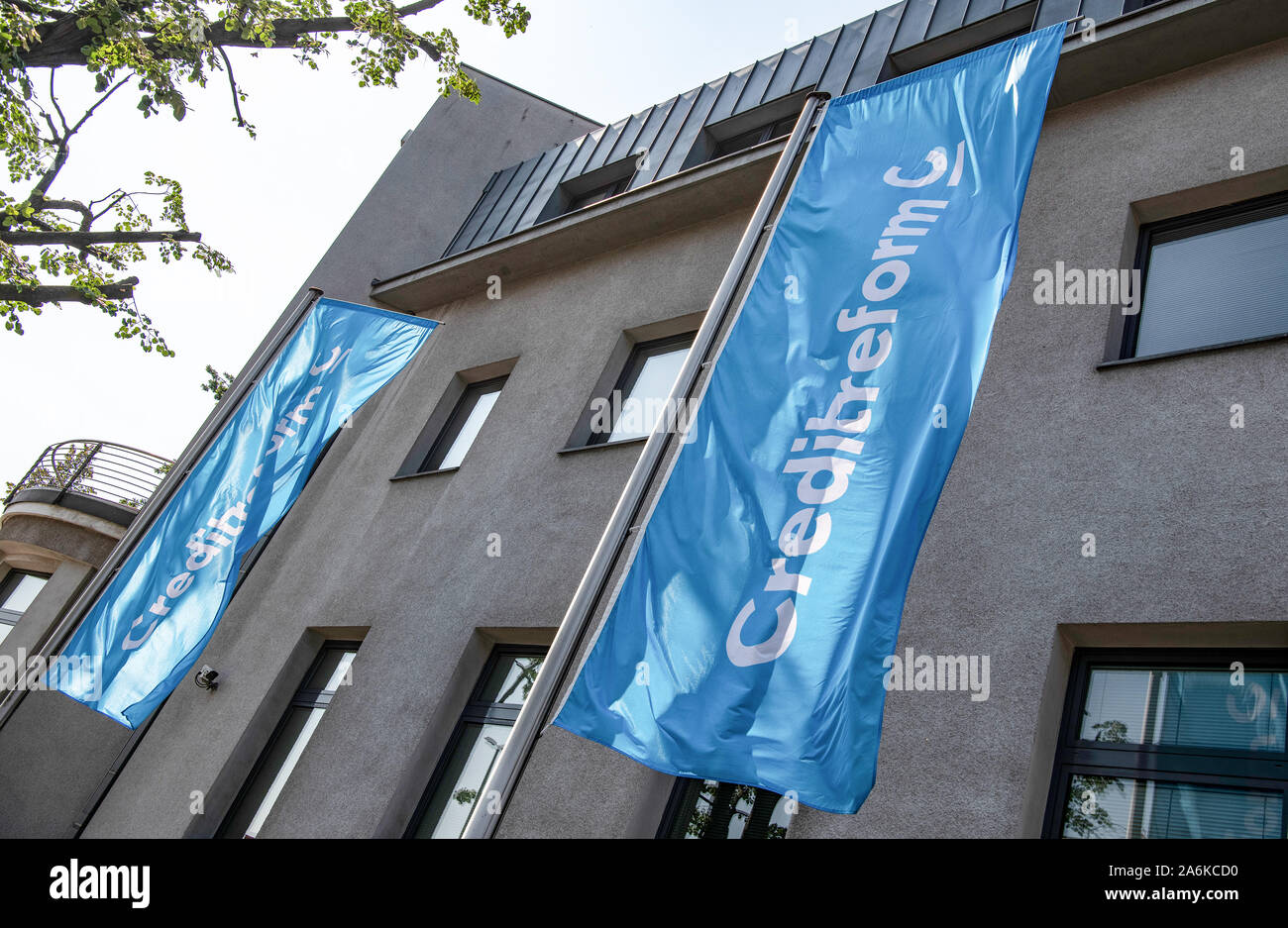 Berlin Germany 31st Aug 19 Creditreform Is On The Flag At The Head Office Of The
