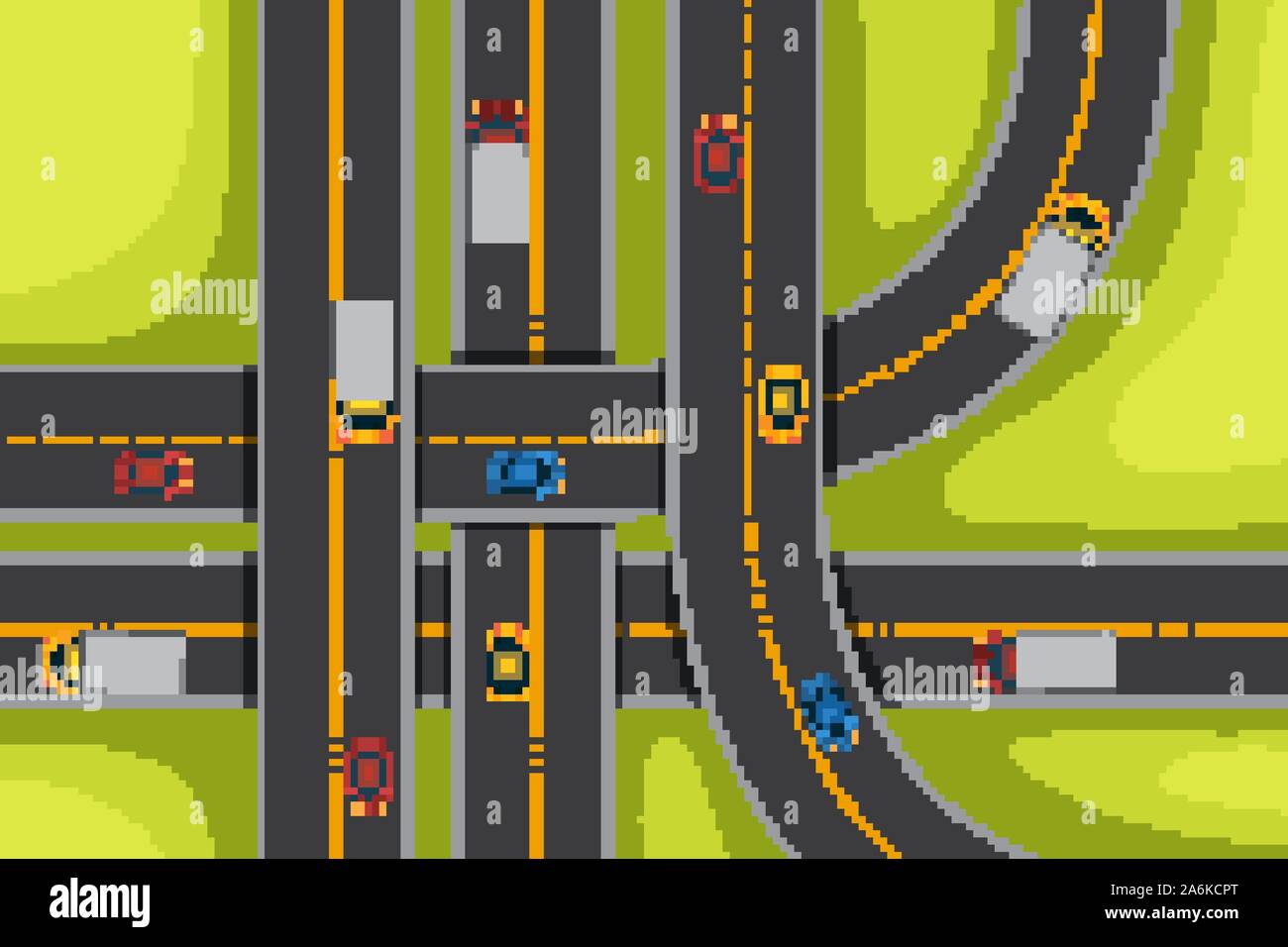 Aerial design with roads and cars illustration Stock Vector Image & Art ...