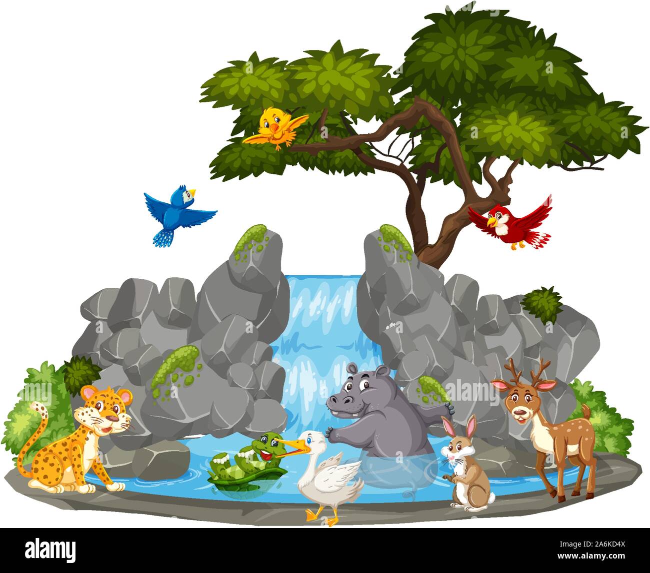 Background scene of wild animals and waterfall illustration Stock Vector Image & Art - Alamy Background scene of wild animals and waterfall illustration Stock Vector Image & Art - Alamy
