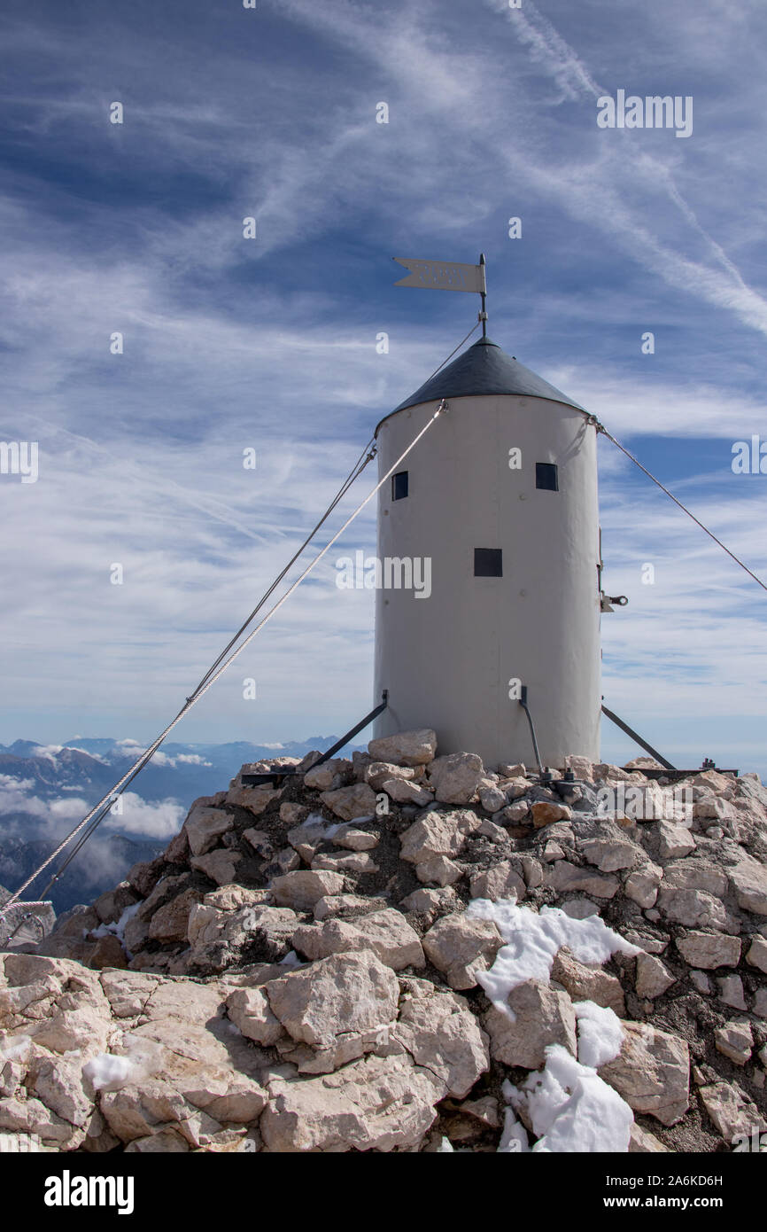 Aljazev tower at the Triglav peak Stock Photo