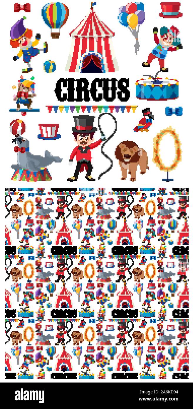 Seamless background design with circus animals illustration Stock ...