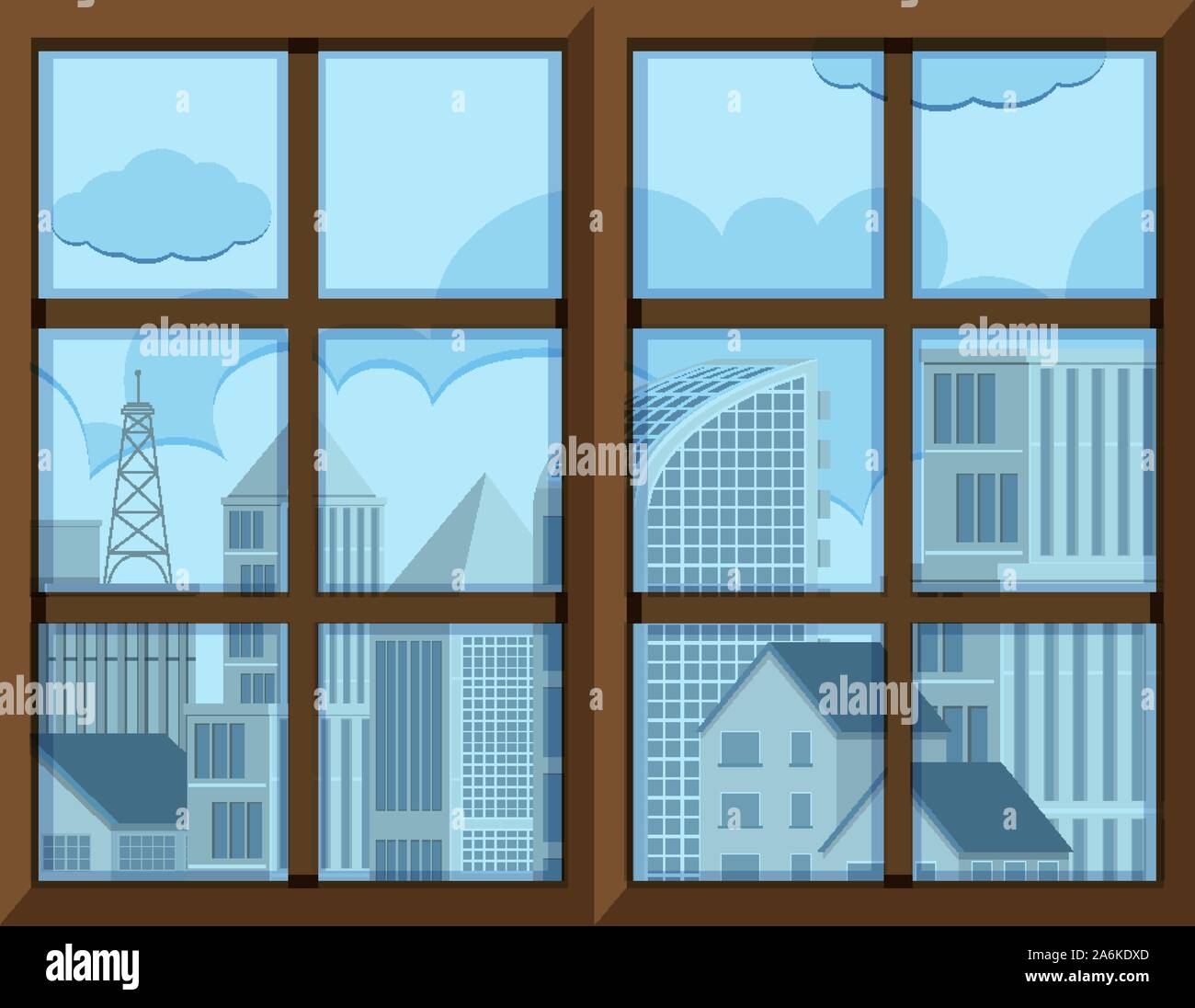 Window Frame Template With Outside View Illustration Stock Vector Image Art Alamy