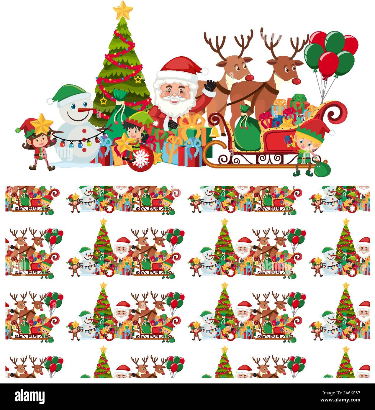 Seamless background design with Santa and reindeers illustration Stock ...