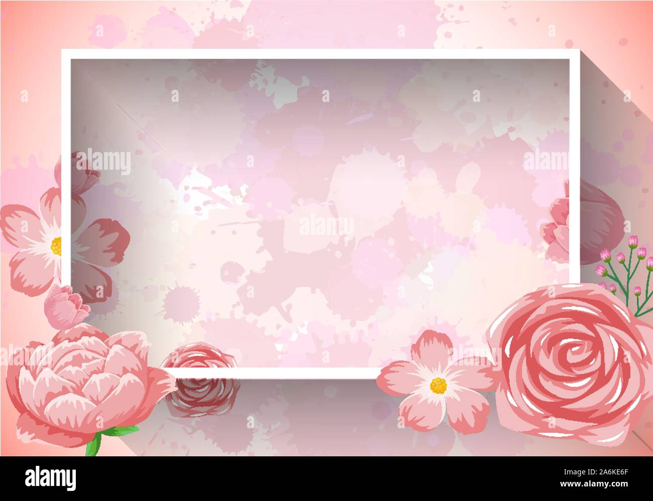 Frame template design with pink flowers illustration Stock Vector Image ...