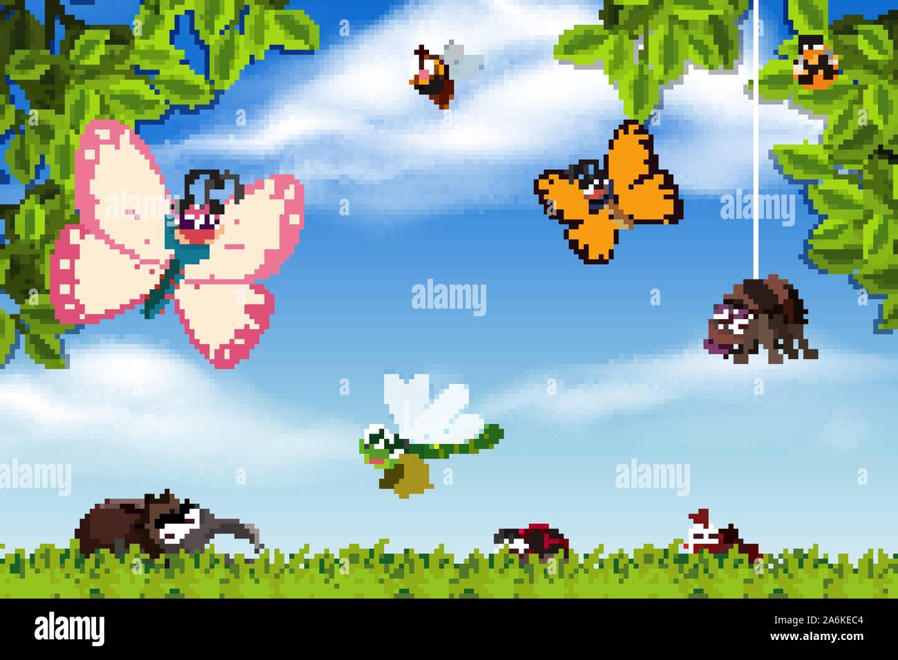 Bugs in nature scene illustration Stock Vector Image & Art - Alamy