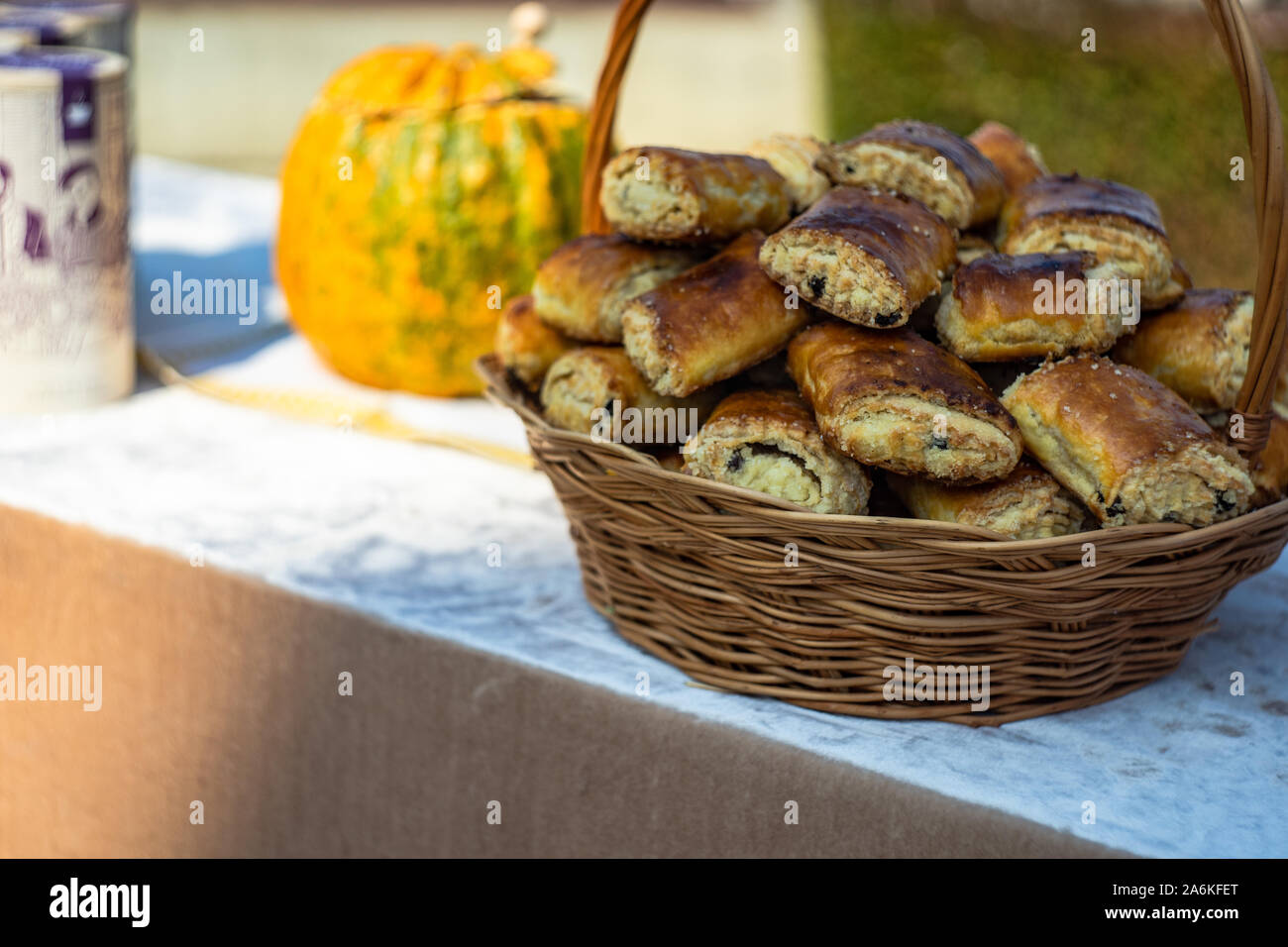 Autumnal fruits and vegetables at the harvest holiday during