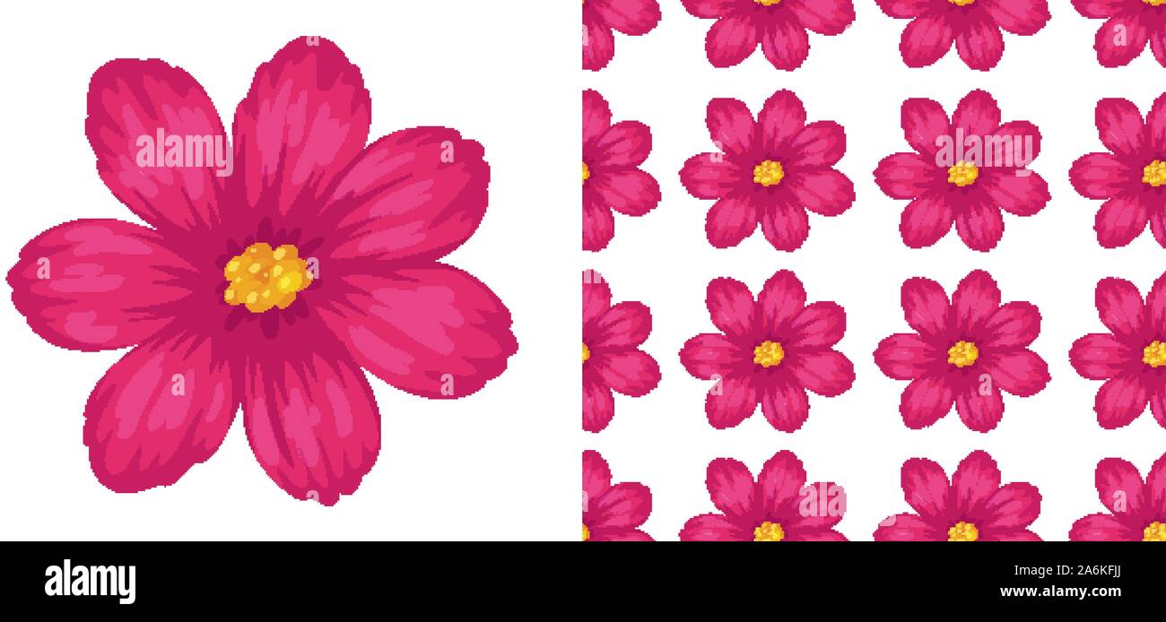 A seamless pattern of flowers on white illustration Stock Vector Image ...