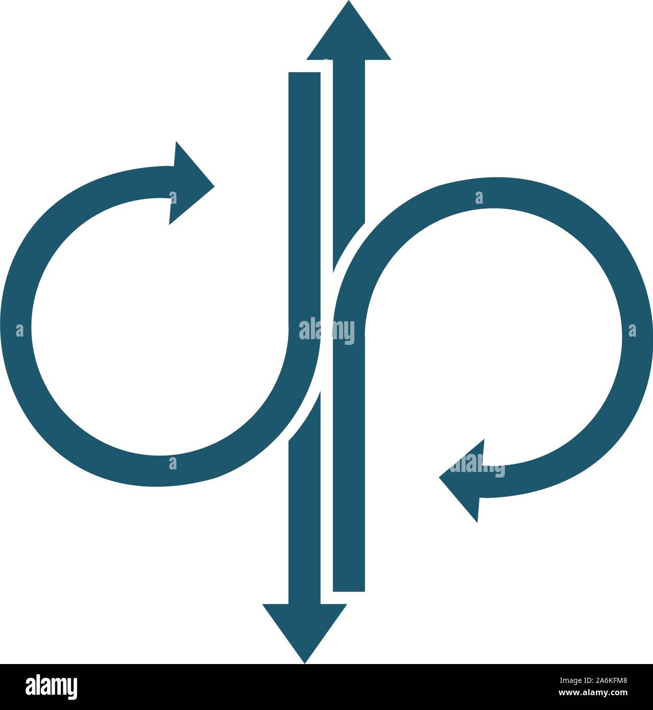 infographics opposite direction or data Arrows straight or forward and turn back. Stock Vector