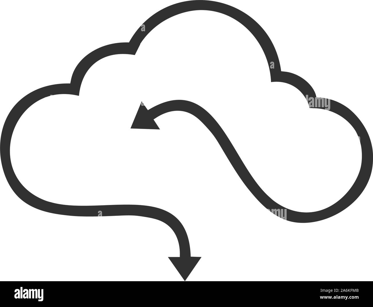 Download and upload cloud line icon. linear style sign for mobile concept and web design. Cloud storage with arrows down and up outline vector icon Stock Vector