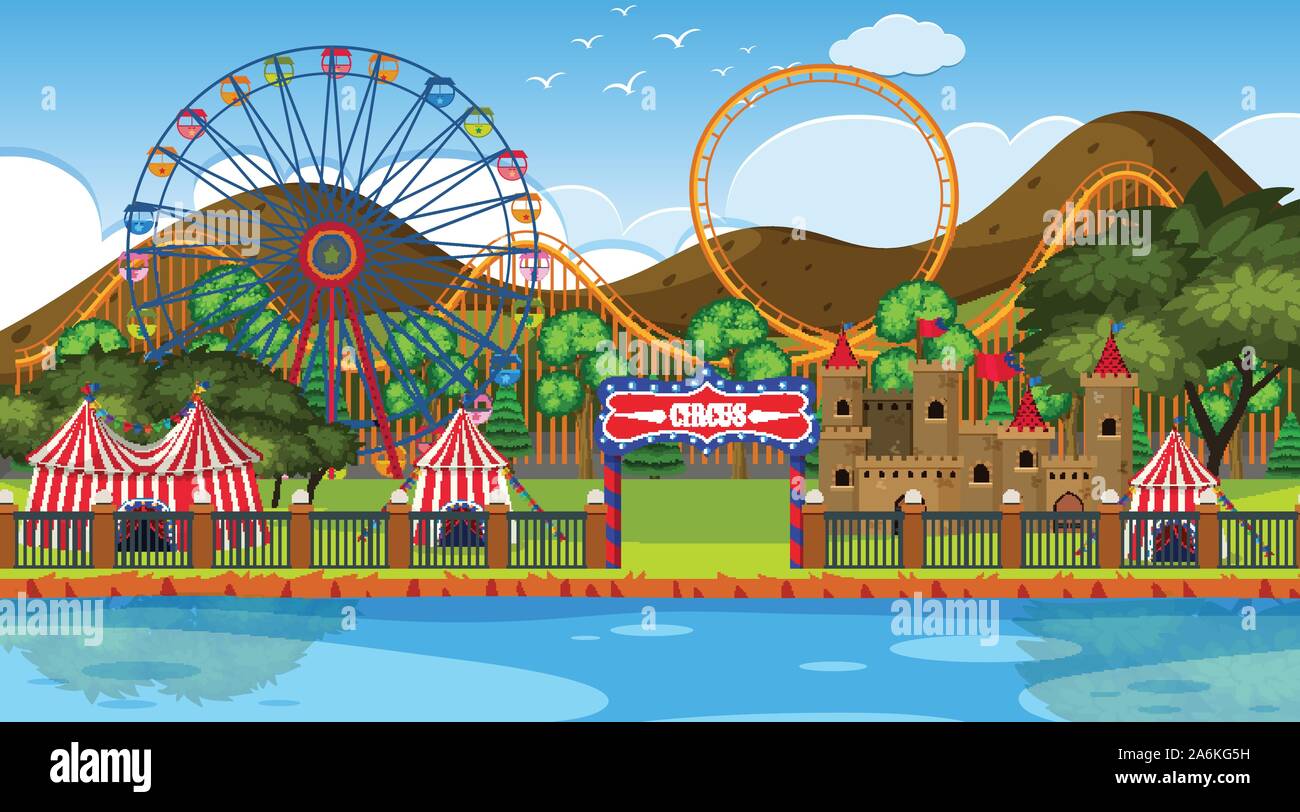 An outdoor scene with circus illustration Stock Vector Image & Art - Alamy