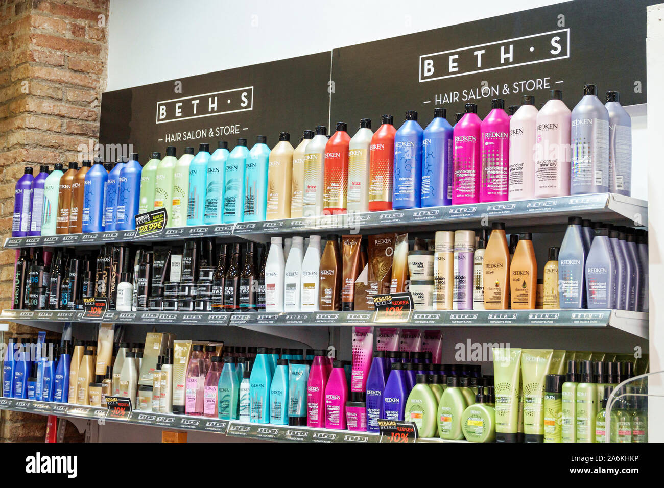 Hair care products on display hi res stock photography and images
