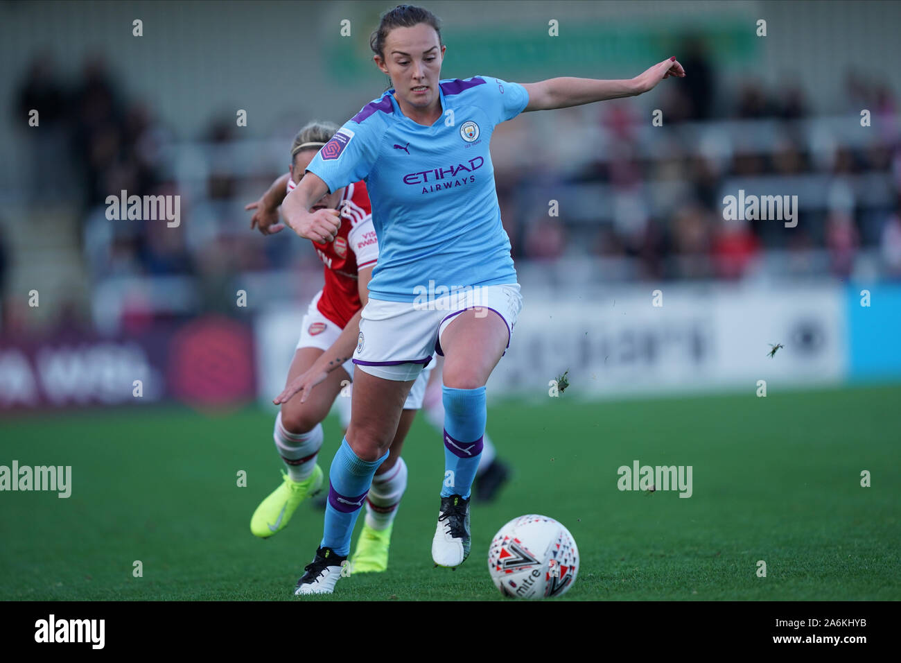 Borehamwood, UK. 27th Oct, 2019. Caroline Weir of Manchester City on the ball during the Barclay's FA WSL football match between Arsenal vs Manchester City at Meadow Park on October 27, 2019 in Borehamwood, England (Photo by Daniela Porcelli/SPP) Credit: SPP Sport Press Photo. /Alamy Live News Stock Photo