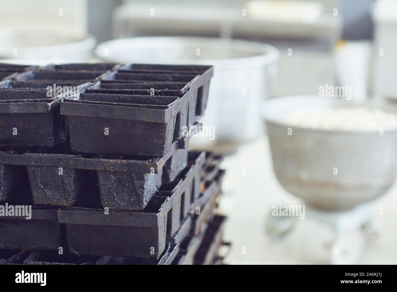 Bread bakeware.Black dough for baking bread Stock Photo
