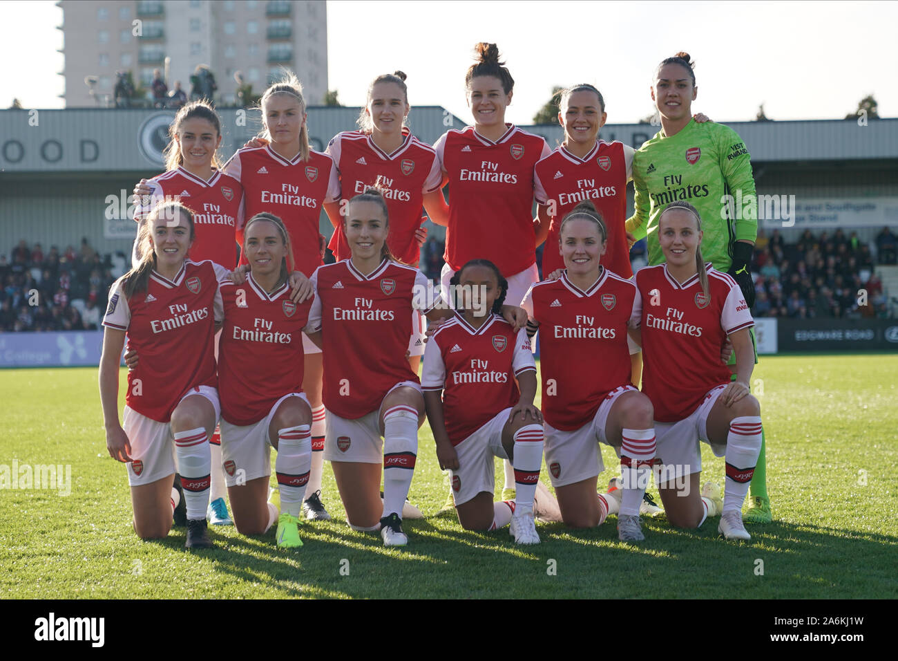 Borehamwood, UK. 27th Oct, 2019. Starting XI of Arsenal during the Barclay's FA WSL football match between Arsenal vs Manchester City at Meadow Park on October 27, 2019 in Borehamwood, England (Photo by Daniela Porcelli/SPP) Credit: SPP Sport Press Photo. /Alamy Live News Stock Photo