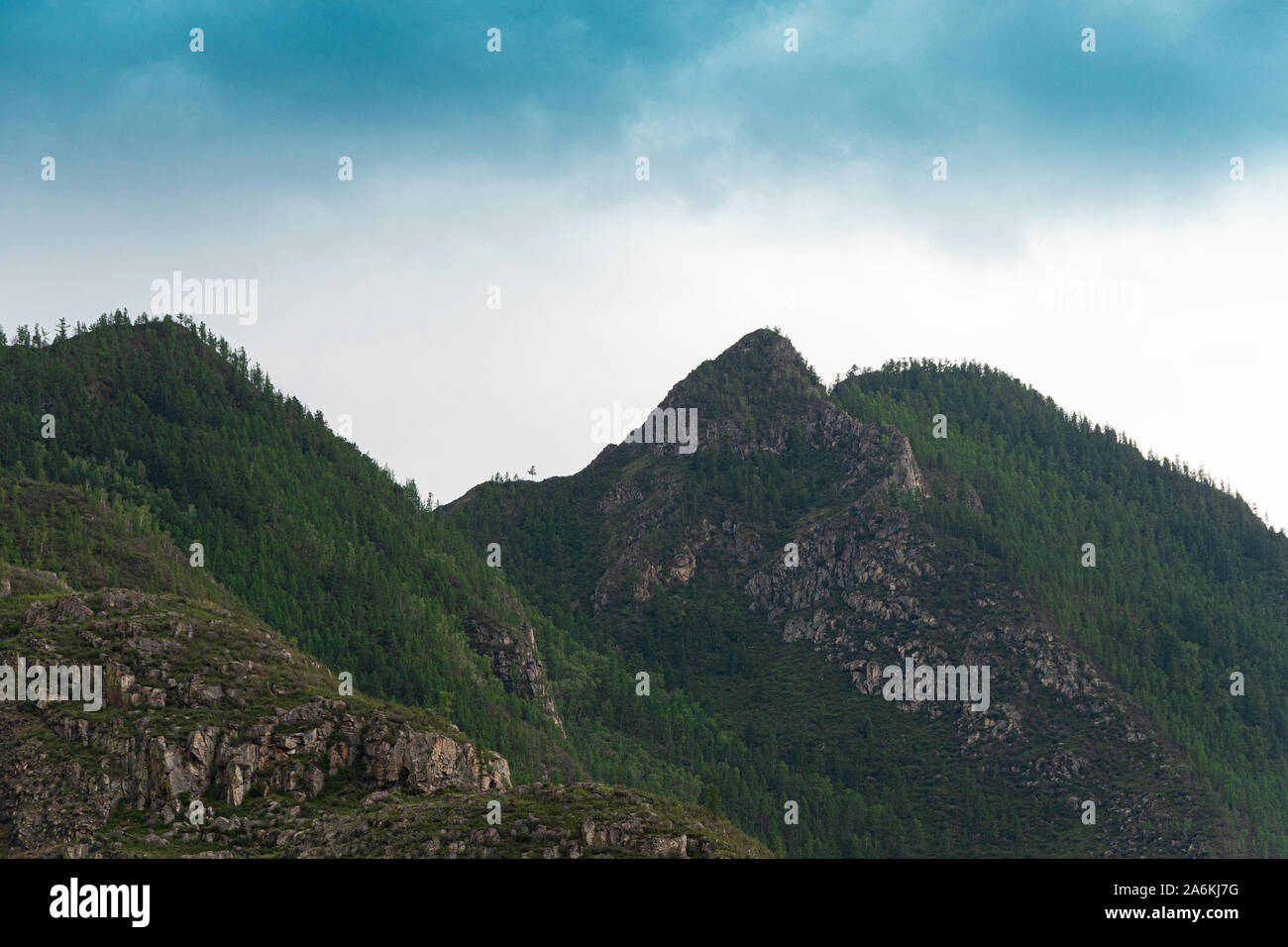 Rocks under blue sky with clouds. Mountain Hiking, summer tourism Stock ...