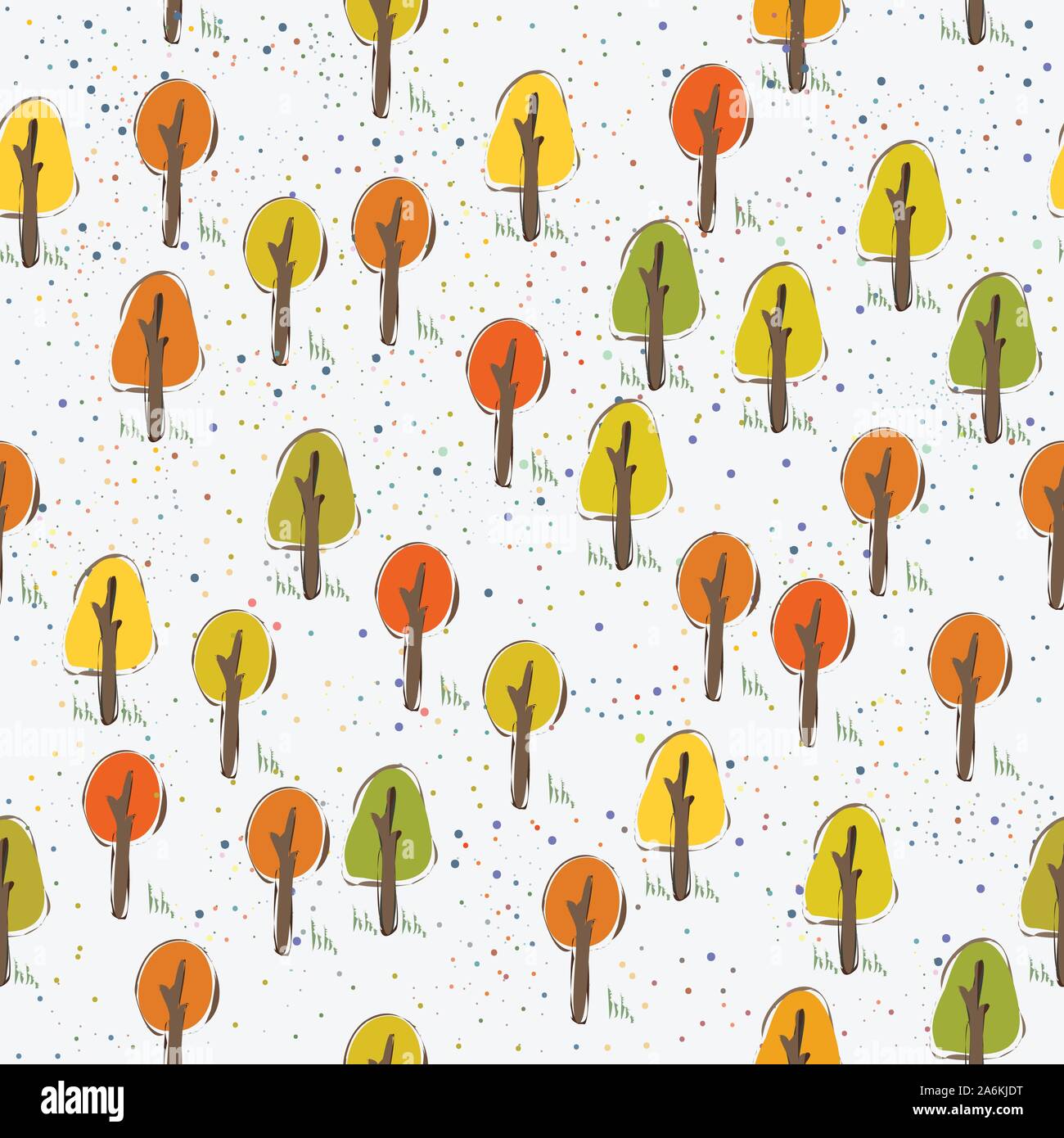 Seamless Pattern with Cute Trees. Scandinavian Style. Vector ...