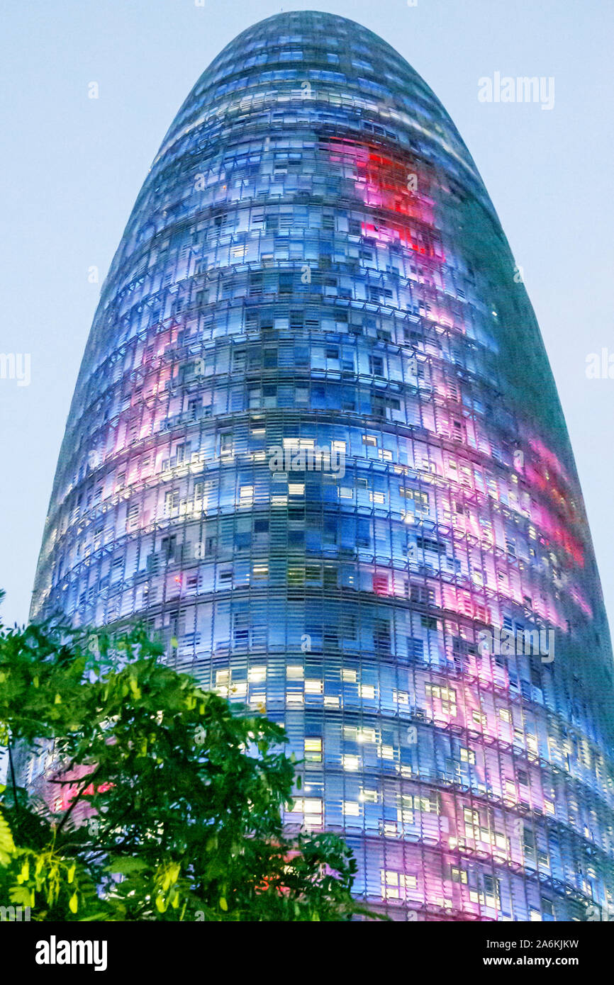 Barcelona Spain,Catalonia Poblenou,Torre Glories,Agbar Tower,skyscraper,architect Jean Nouvel,high-tech architecture,Structural Expressionism,multi-co Stock Photo