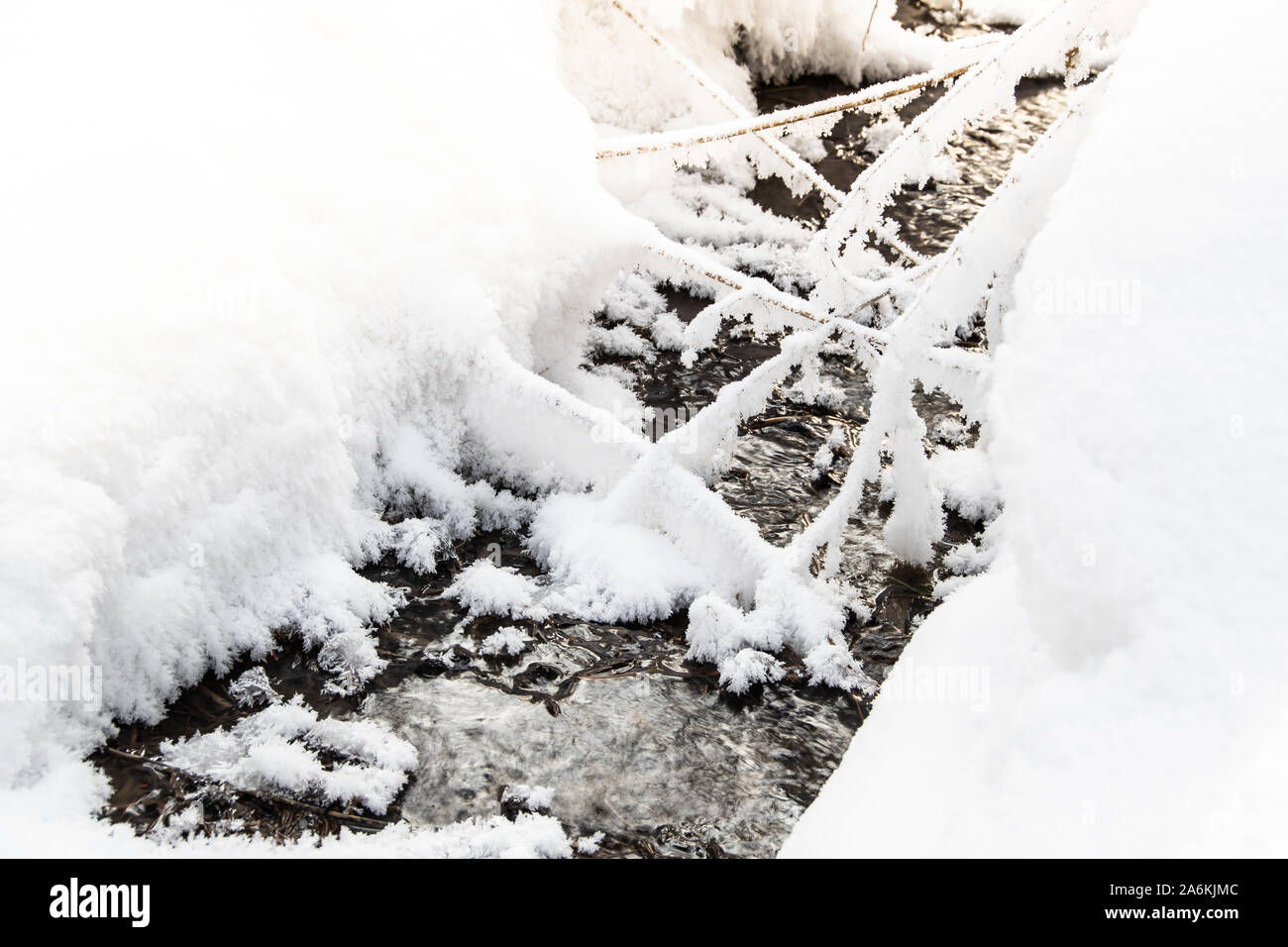 Winter Creek under snow cover Stock Photo