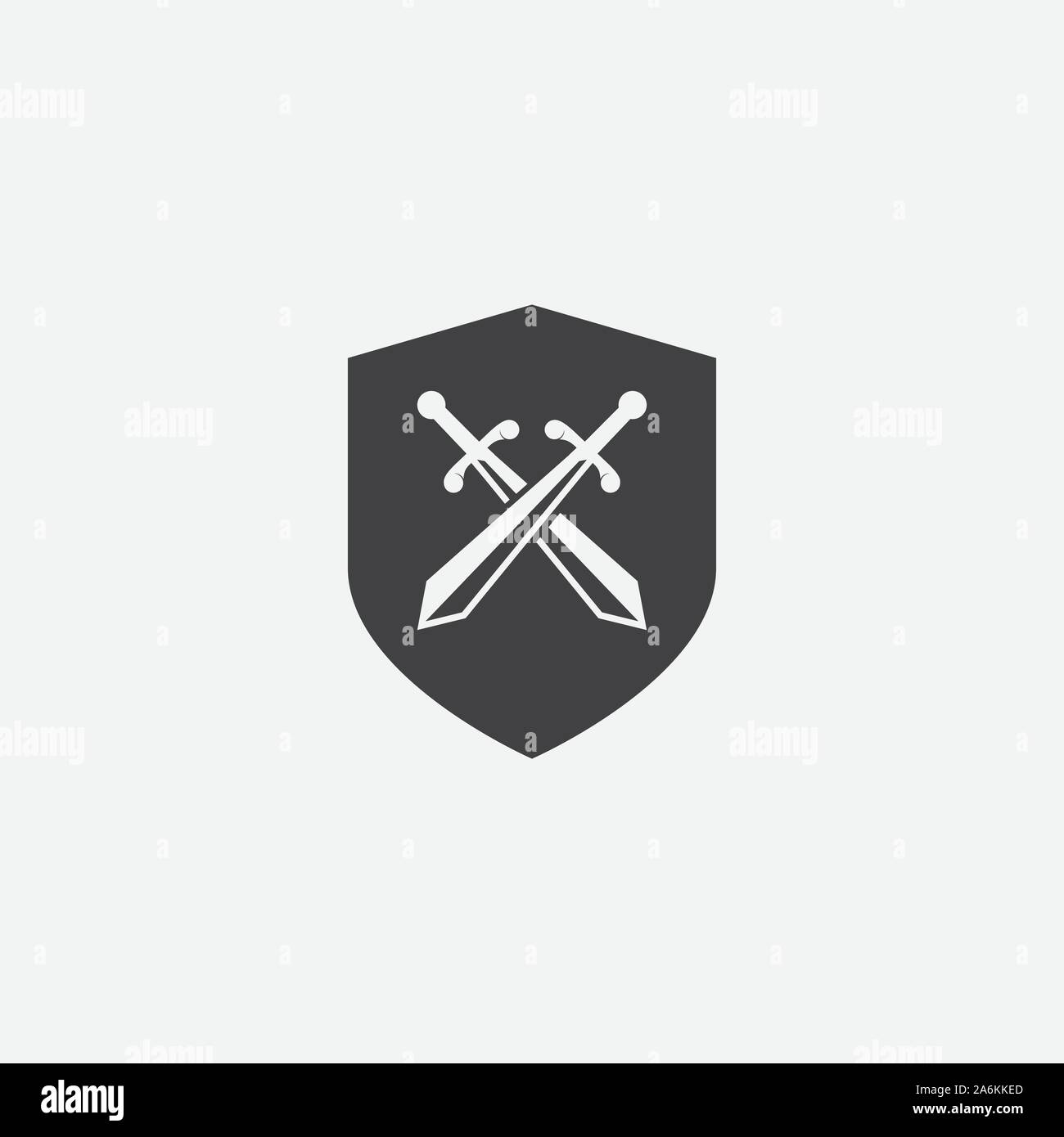 vector shield and crossed swords icon, flat design swords and shield