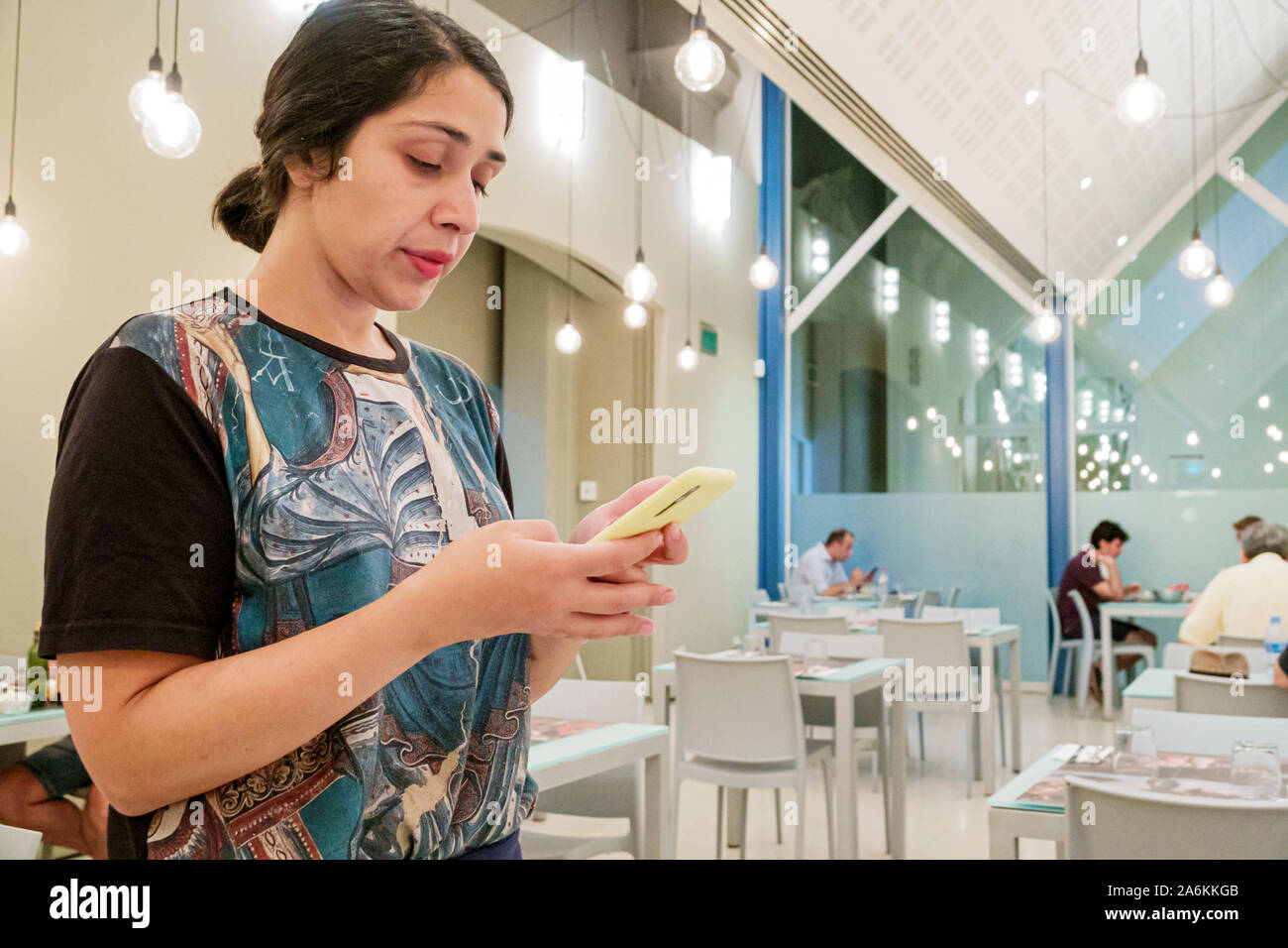 Barcelona Spain,Catalonia Catalunya,Parc de Montjuic,Museu Nacional d'Art de Catalunya,National Art Museum of Catalonia,interior inside,cafe,restauran Stock Photo