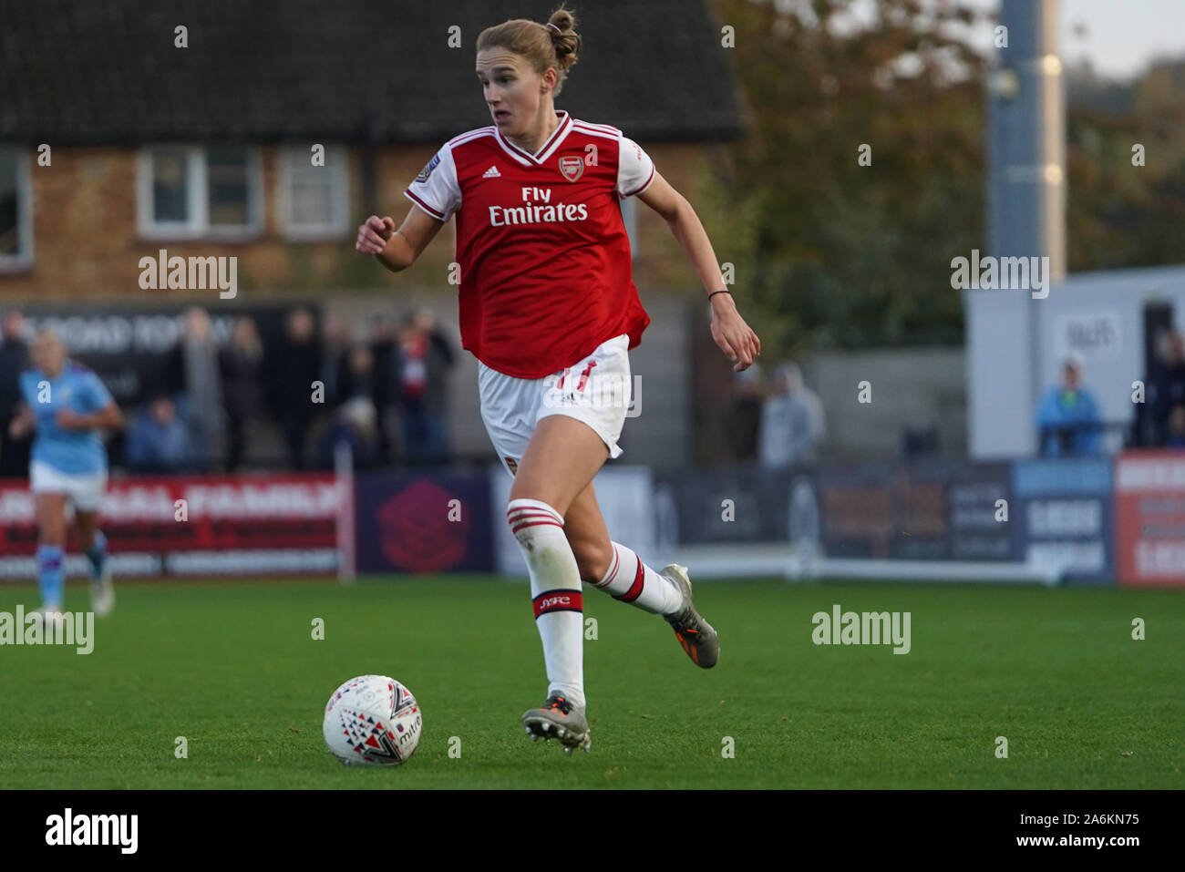Borehamwood, UK. 27th Oct, 2019. Vivianne Miedema of Arsenal goes forward with the ball during the Barclay's FA WSL football match between Arsenal vs Manchester City at Meadow Park on October 27, 2019 in Borehamwood, England (Photo by Daniela Porcelli/SPP) Credit: SPP Sport Press Photo. /Alamy Live News Stock Photo