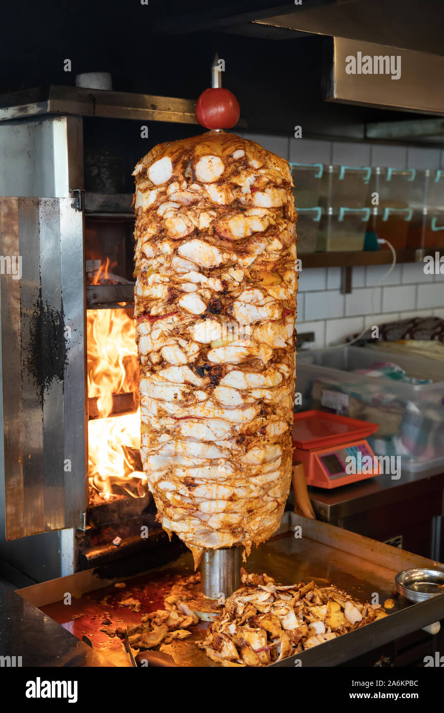 Traditional Turkish Doner Kebab meat. Shawarma or gyros. Turkish, greek