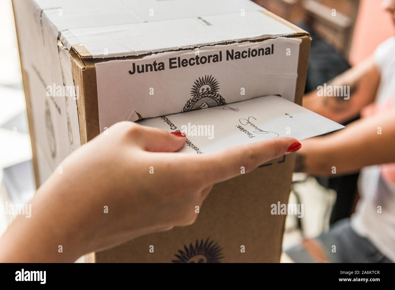 Buenos Aires, Argentina - October 27, 2019: Ballot box at presidential election Stock Photo