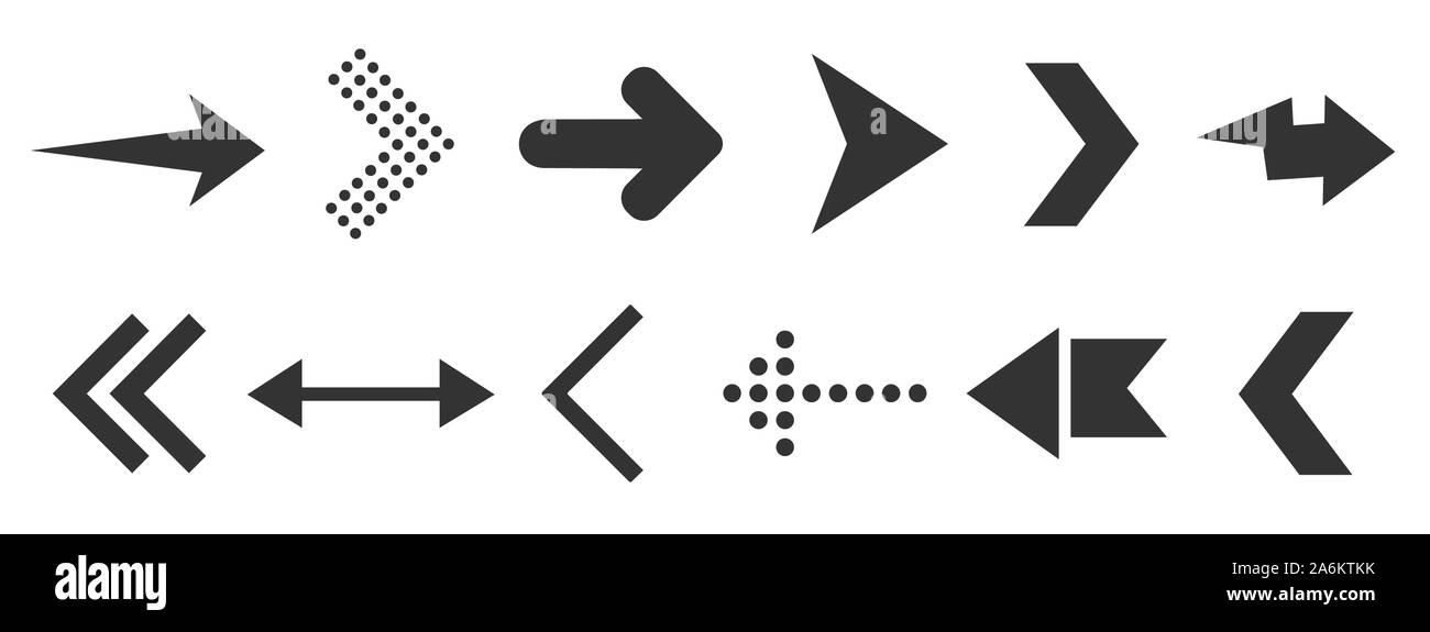 Black arrow icons for web design isolated on white Stock Vector Image ...