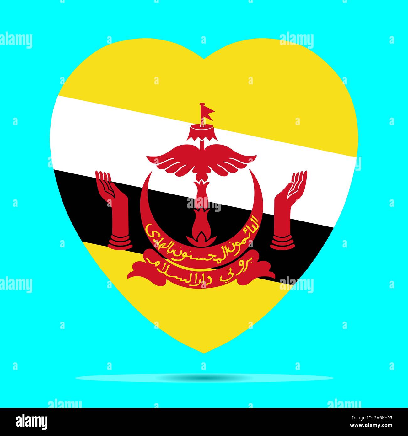 Brunei Flag In Heart Shape Vector illustration eps 10. Stock Vector