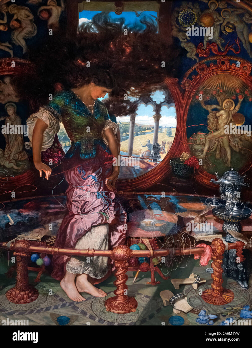 The Lady of Shalott by William Holman Hunt (1827-1910), oil on canvas, c.1888-1905. Holman Hunt was a leading figure in the 19th century Pre-Raphaelite Movement. Stock Photo