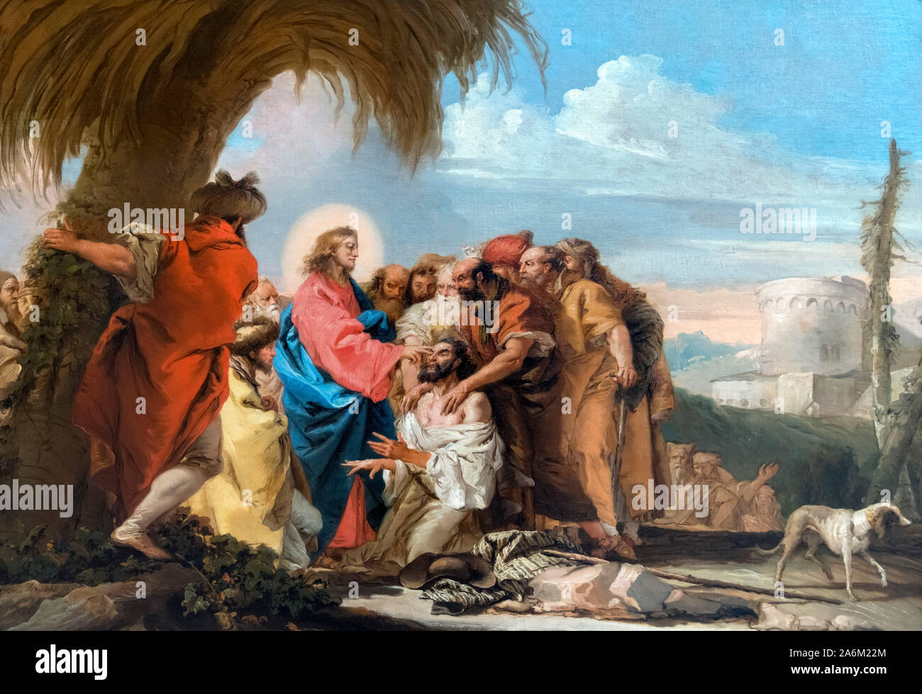 The Miracle of Christ Healing the Blind Man by Giovanni Domenico Tiepolo (1727-1804), oil on canvas, 1752 Stock Photo