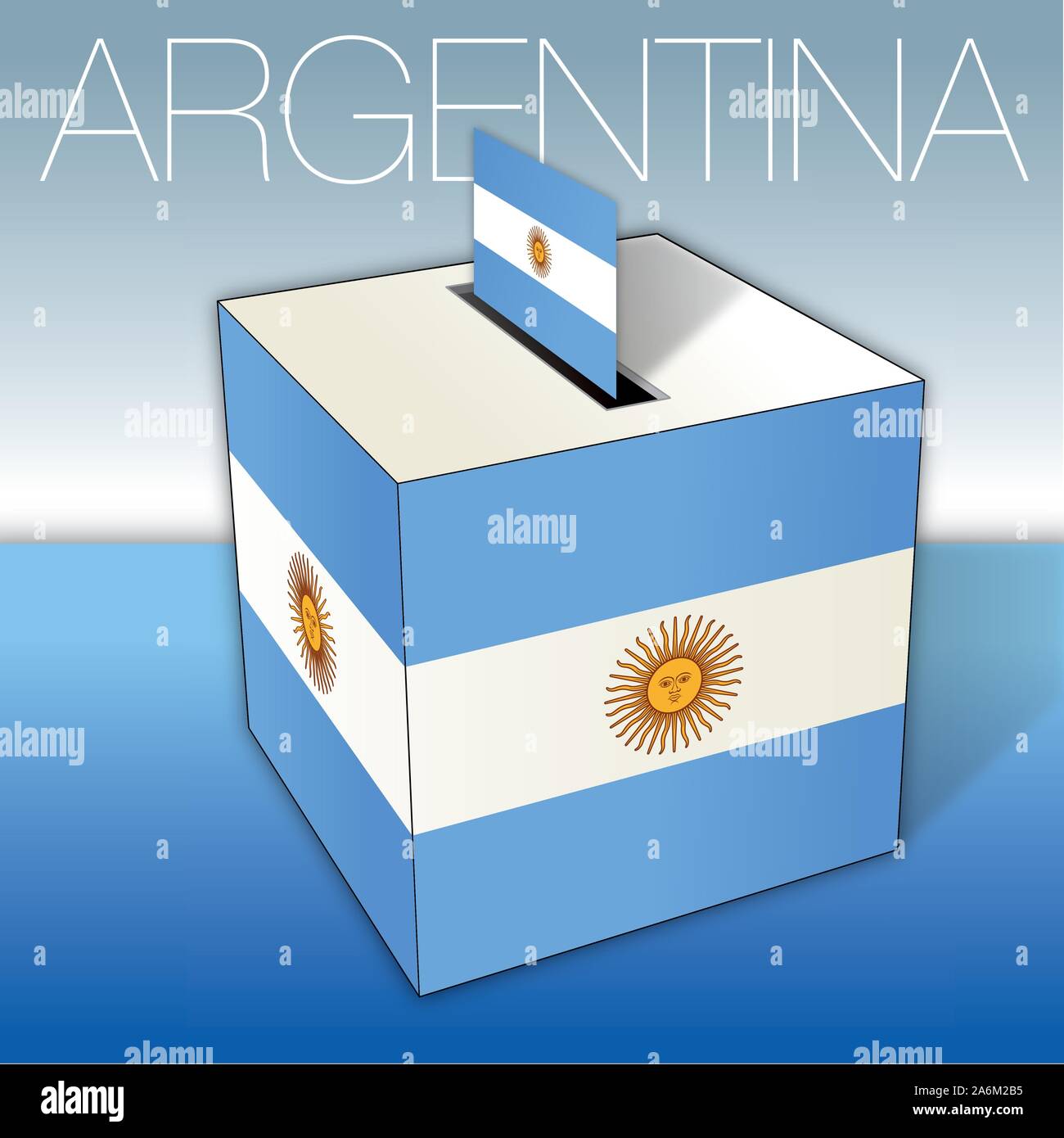 Argentina, voting box, flag and Argentina Republic national symbols, vector illustration Stock Vector