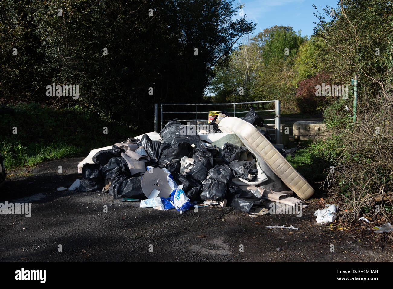 Fly tipping, Slough Rd, Iver Heath, Bucks. October 2019 Stock Photo Alamy