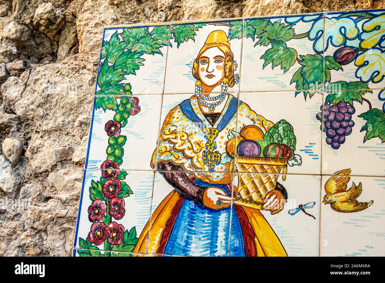 Valencia Spain,Ciutat Vella,old city,historic district,Casa Museo de Jose Benlliure House Museum,painter’s family home,patio,ceramic tile painting,ES1 Stock Photo