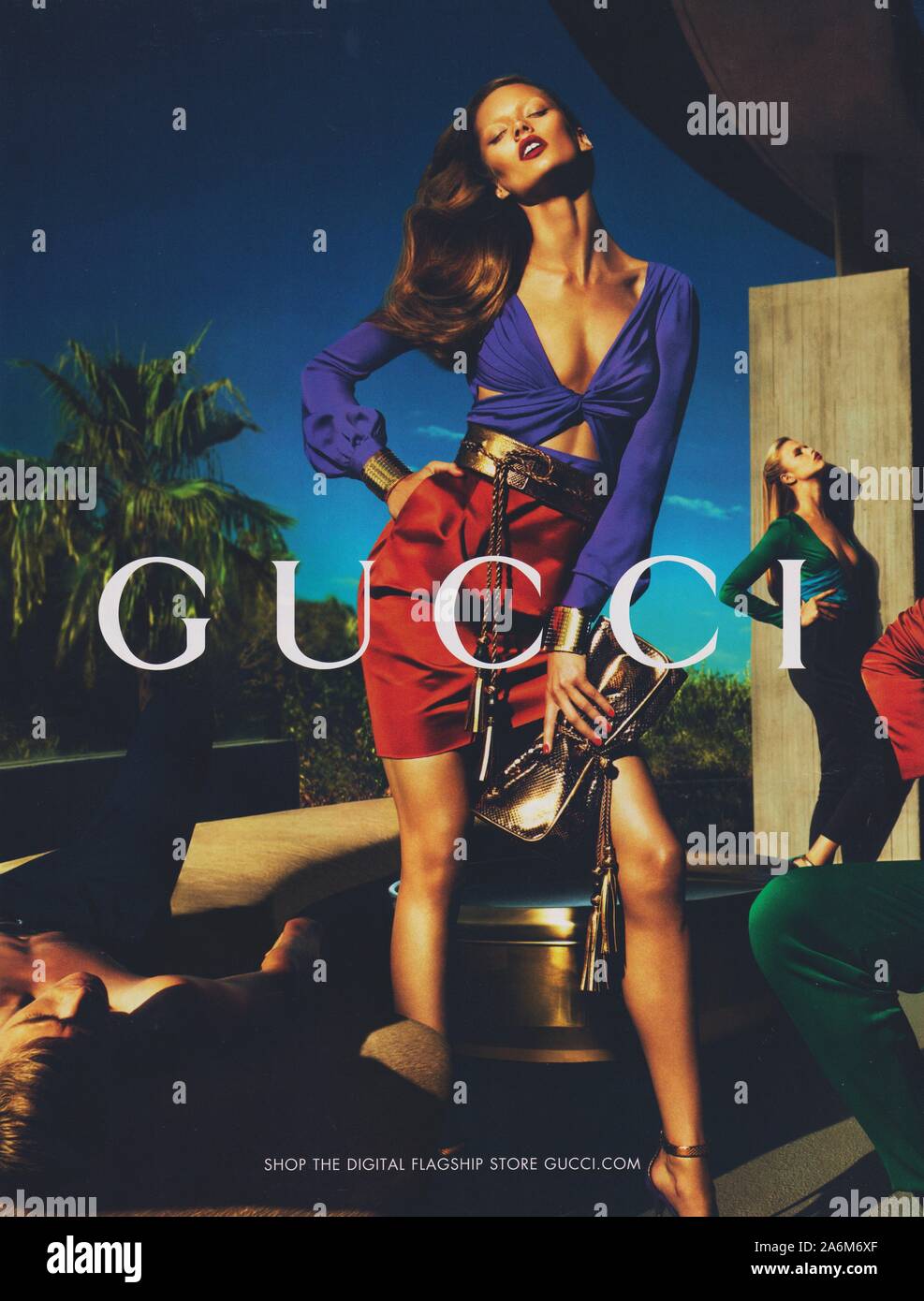 poster advertising GUCCI fashion house in paper magazine from 2011 year,  advertisement, creative GUCCI 2010s advert Stock Photo - Alamy