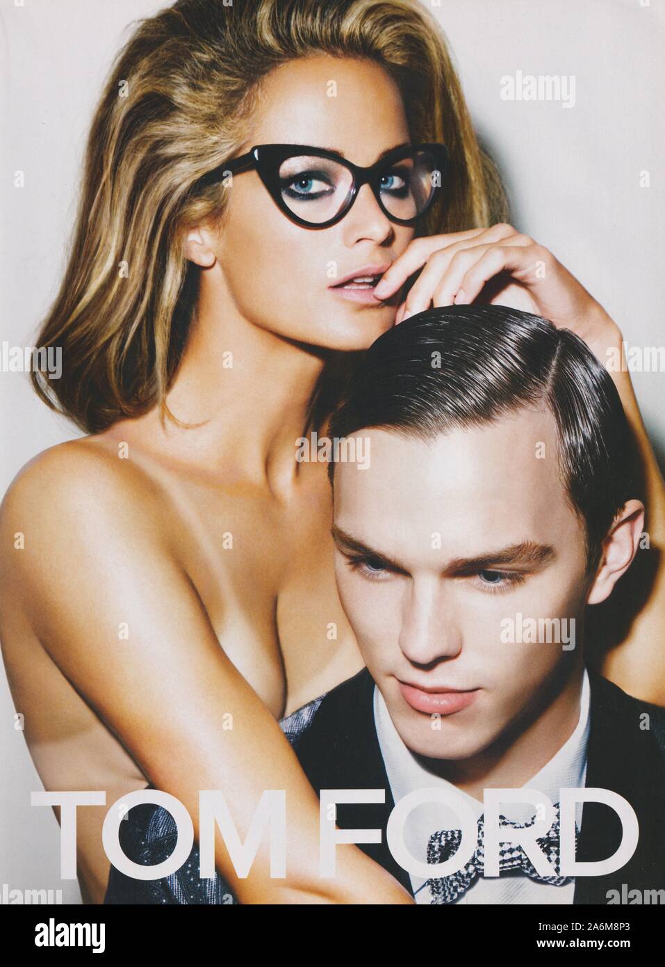 poster advertising Tom Ford fashion house with Carolyn Murphy and Nicholas Hoult in paper magazine from 2010, advertisement, creative Tom Ford advert Stock Photo Alamy