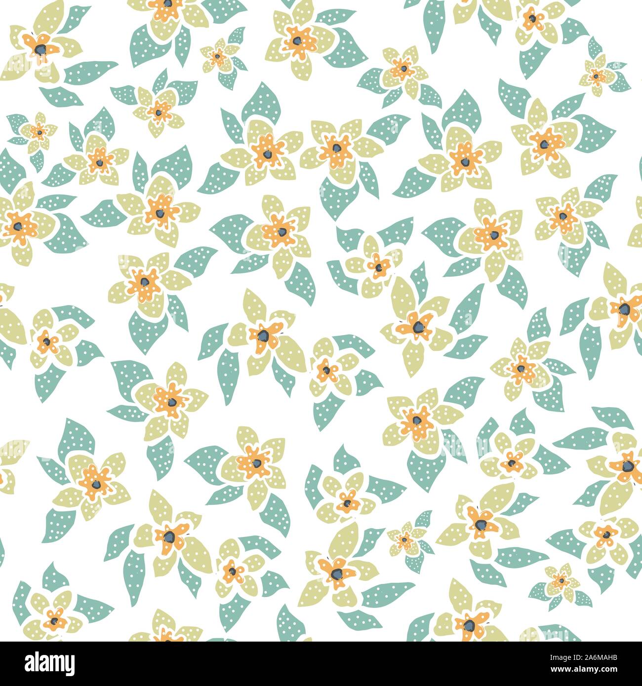 Seamless Pattern with Cute Flowers. Hand Drawn Scandinavian Style ...