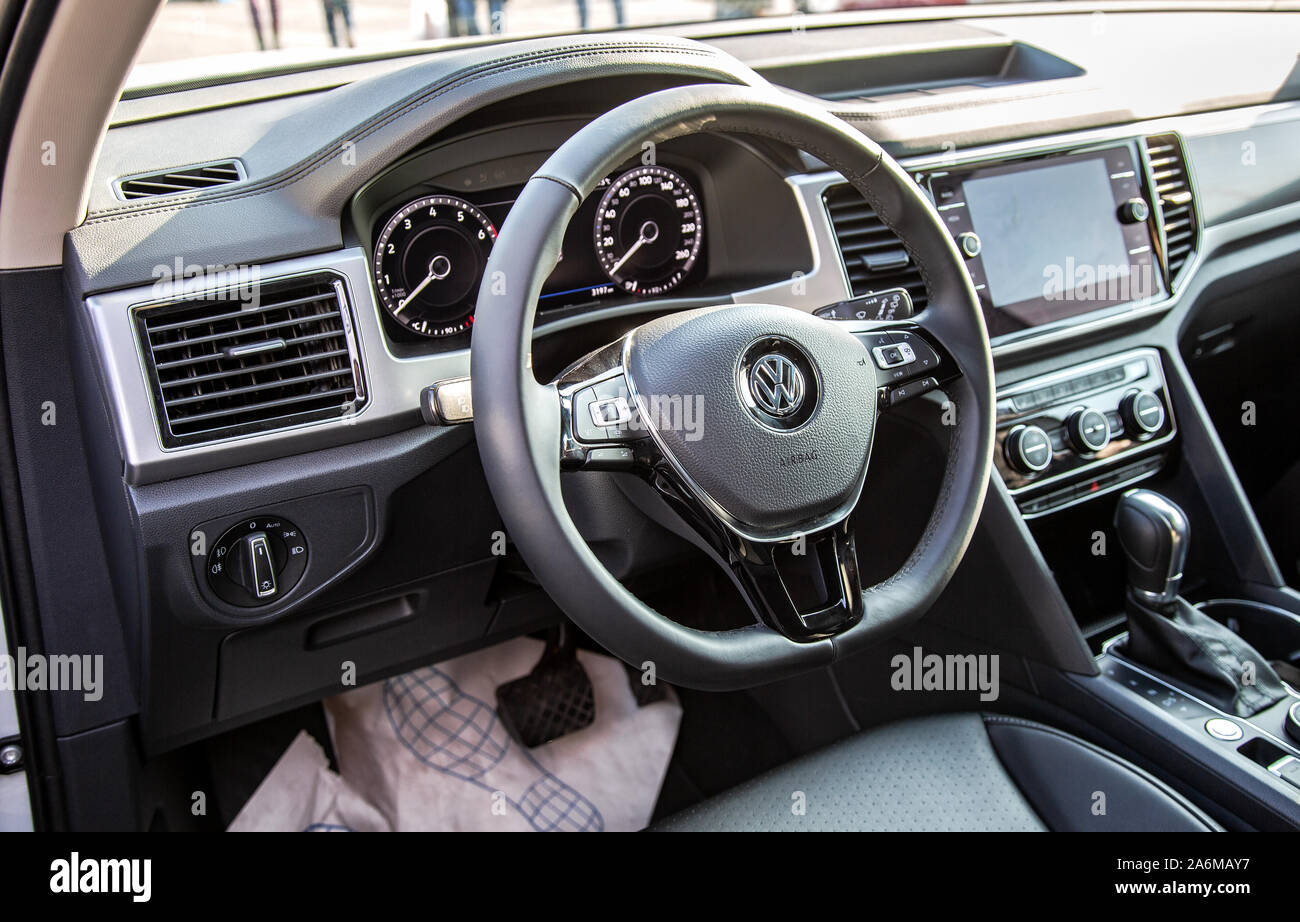 Samara, Russia October 26, 2019 Interior design of Volkswagen